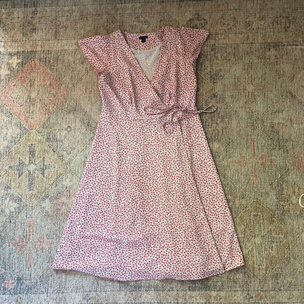 Ann Taylor Flutter Short Sleeves Midi Wrap Dress Ditzy Floral Print Size 6